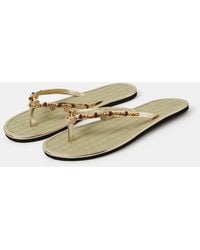 Accessorize - Coin Embellished Seagrass Flip Flops - Lyst