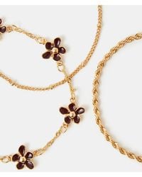 Accessorize - 3-Pack Enamel Flower Chain Bracelets - Lyst