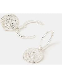 Accessorize - Sterling-Plated Celestial Coin Charm Hoop Earrings - Lyst