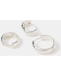 Accessorize - 3-Pack Sterling-Plated Hoop Earrings - Lyst