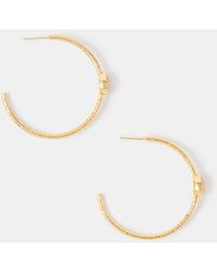 Accessorize - 14Ct-Plated Rose Quartz Teardrop Hoop Earrings - Lyst