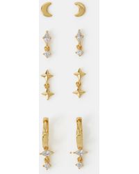 Accessorize - 4-Pack 14Ct-Plated Star Stud & Hoop Earrings - Lyst