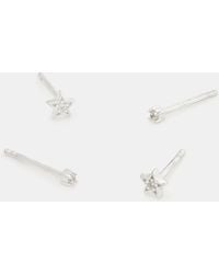 Accessorize - 2-Pack Sterling Diamanté & Star Stud Earrings - Lyst