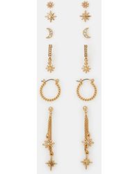 Accessorize - 6-Pack Celestial Chain Stud And Hoop Earrings - Lyst