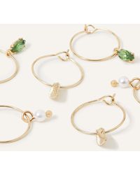 Accessorize - Women's Green Leaf Hoop Earrings Set Of Three - Lyst