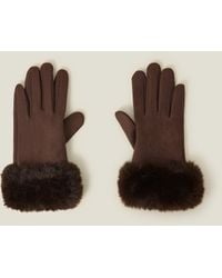 Accessorize - Suedette Faux Fur Cuff Gloves - Lyst