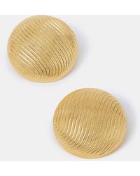 Accessorize - 14Ct-Plated Ridge Button Stud Earrings - Lyst
