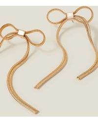 Accessorize - Gold Snake Chain Bow Earrings - Lyst