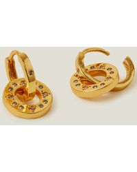 Accessorize - Women's 14ct Gold-plated Circle Charm Huggie Hoops - Lyst