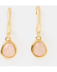 Accessorize - 14Ct-Plated Rose Quartz Drop Hoop Earrings - Lyst