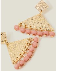 Accessorize - Women's Gold Pyramid Facet Bead Drop Earrings - Lyst