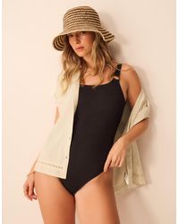 Accessorize - Strap Detail Crinkle Textured Swimsuit - Lyst