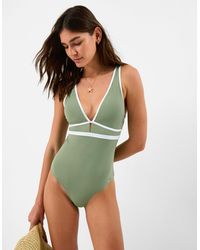 Accessorize - Upf50+ Contrast Plunge Shaping Swimsuit - Lyst