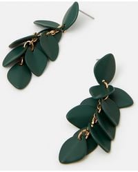 Accessorize - Enamel Willow Leaf Drop Earrings - Lyst