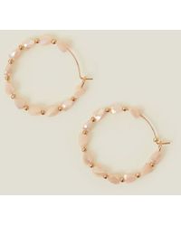 Accessorize - Women's Gold Facet Bead Hoop Earrings - Lyst