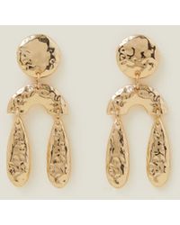 Accessorize - Women's Gold Contemporary Textured Drop Earrings - Lyst