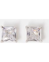 Accessorize - Sterling Princess Cut Stud Earrings - Lyst