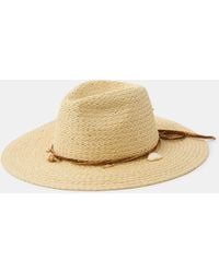 Accessorize - Shell Charm Straw Fedora Hat - Lyst
