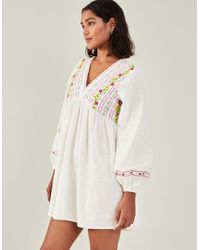 Accessorize - Women's Floral Embroidered Mini Dress Ivory - Lyst