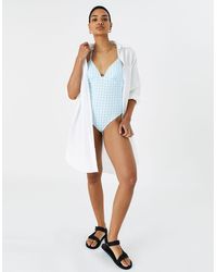 Accessorize Ladies Blue Check Gingham Swimsuit