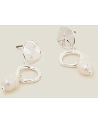 Accessorize - Sterling Silver-plated Molten Pearl Drop Earrings - Lyst