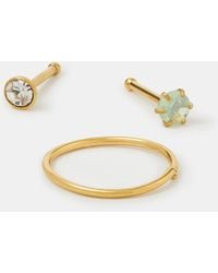 Accessorize - 3-Pack 14Ct-Plated Surgical Steel Nose Ring & Studs - Lyst