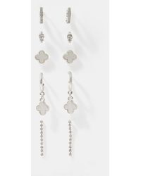 Accessorize - 5-Pack Pearl Clover Stud & Hoop Earrings - Lyst