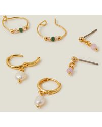 Accessorize - Women's 3-pack 14ct Gold-plated Pearl Earring Set - Lyst