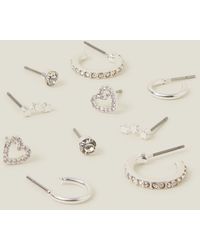 Accessorize - 10-Pack Diamanté Star Stud & Hoop Earrings - Lyst