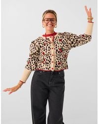 Accessorize - X Good Manners Cherry Leopard Print Cardigan - Lyst