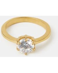 Accessorize - Stainless Steel Solitaire Ring - Lyst
