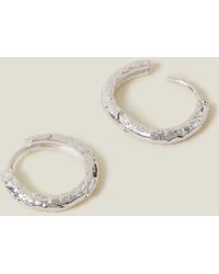 Accessorize - Women's Sliver Sterling Silver Plated Brass Molten Huggie Hoops - Lyst