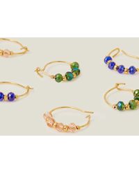 Accessorize - Women's 3-pack 14ct Gold-plated Beaded Hoop Earrings - Lyst