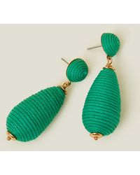 Accessorize - Women's Green Wrapped Short Drop Earrings - Lyst