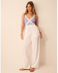 Accessorize - Lace Trim Wide Leg Beach Trousers - Lyst