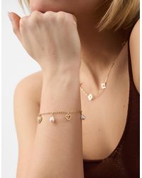 Accessorize - Heart & Pearl Charm Bracelet - Lyst
