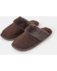 Accessorize - Suede Faux Fur Slippers - Lyst