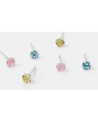 Accessorize - 3-Pack Sterling Diamanté Stud Earrings - Lyst