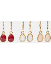 Accessorize - 3-Pack Mini Resin Stone Hoop Earrings - Lyst