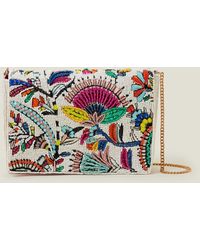Accessorize - Women's White/pink/yellow Deep Floral Beaded Clutch Bag - Lyst