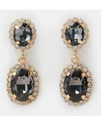Accessorize - Gemstone Pavé Double Drop Earrings - Lyst