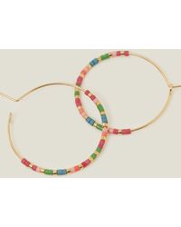 Accessorize - Women's 14ct Gold-plated Beaded Hoops - Lyst