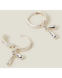 Accessorize - Sterling Silver-plated Molten Drop Hoops - Lyst