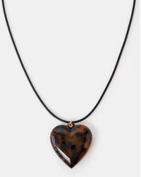 Accessorize - Tort Heart Pendant Cord Necklace - Lyst