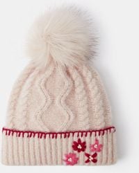 Accessorize - Flower Cable Knit Bobble Hat - Lyst