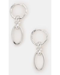 Accessorize - Sterling-Plated Knot Link Drop Hoop Earrings - Lyst