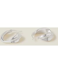 Accessorize - Women's Sterling Silver Plated Twist Hoops - Lyst