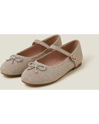 Accessorize - Diamante Bow Glitter Ballet Flats - Lyst