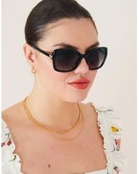 Accessorize - Women's Gold Square Oversized Sunglasses - Lyst