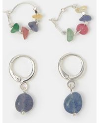 Accessorize - 2-Pack Sterling-Plated Aventurine Hoop Earrings - Lyst